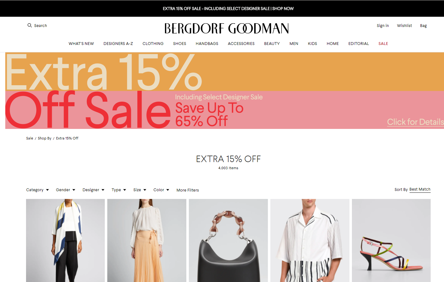 Bergdorf Goodman折扣代碼2024-BG美國官網精選時尚類額外85折促銷美境免郵